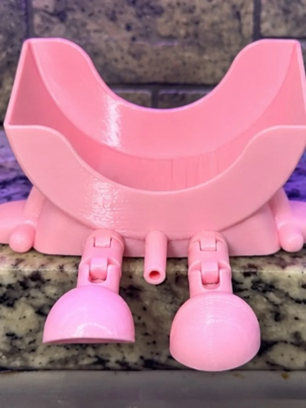 Pink 3D Printed Sponge Holder Articulated Feet Kitchen Organizer
